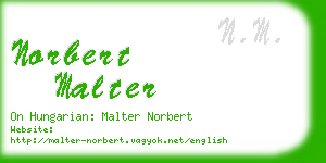 norbert malter business card